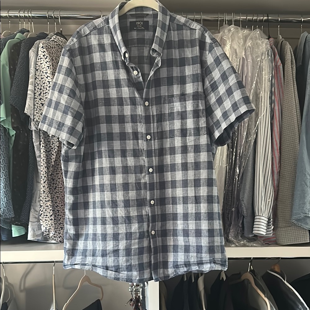 1901 Blue and White Casual Button Down Shirt